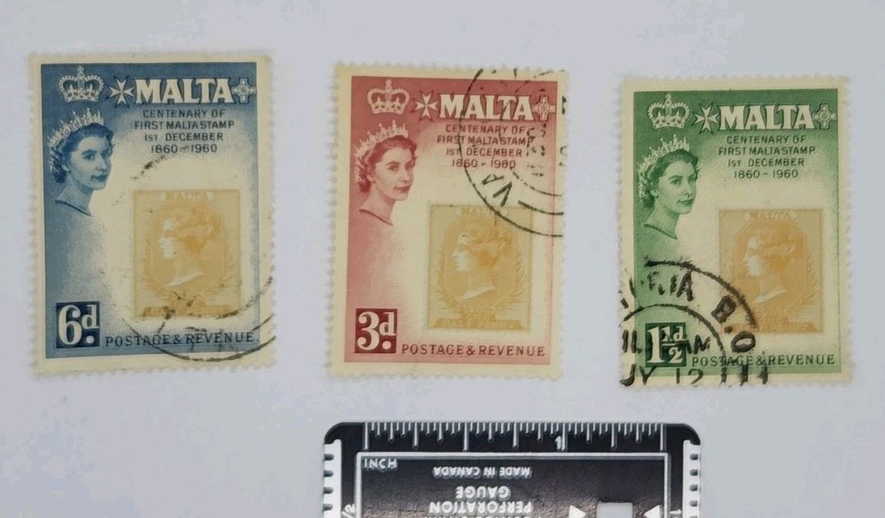 Postage Stamp Malta 1960 Yvert 274/76 Centenary Used
