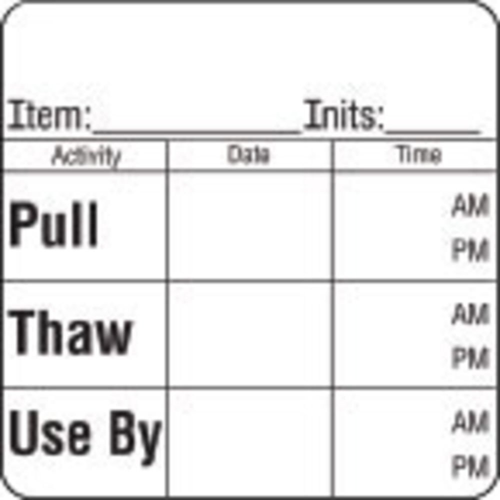 Pull/Thaw/Use by Labels White Freezer Black Imprint - 2"L x 2"H 500 Per Roll