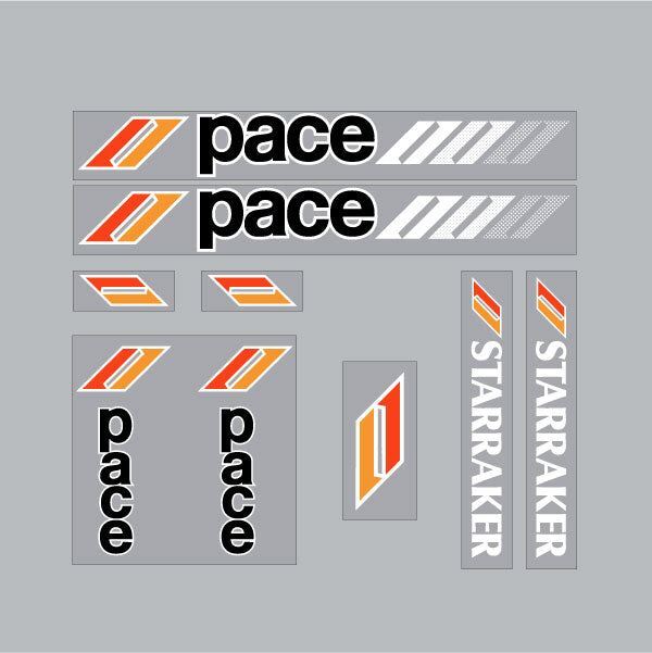 Pace - STARRAKER - white decal set - old school bmx