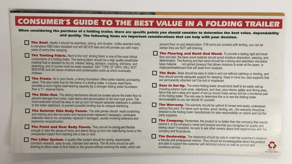 2000 Coleman Camper Guide To Folding Trailers Brochure