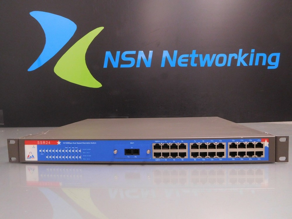 Amer.com SSR24 24-Port Dual Speed Stackable Switch w/ Rack Ears