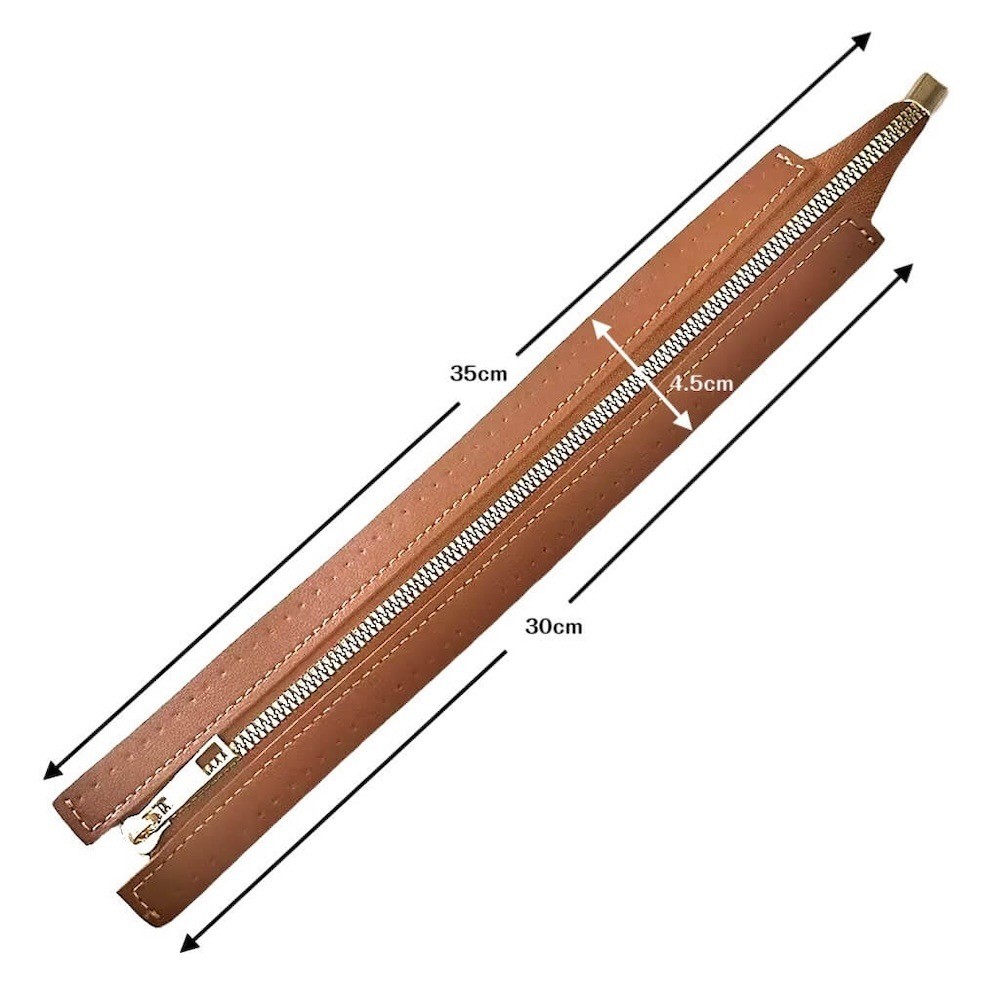 Leather Zipper Extra Large (30cm x 4.5cm), Brown