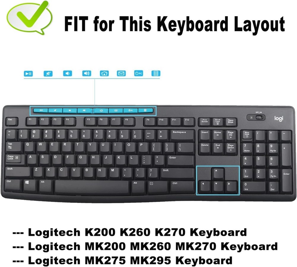 Reusable Silicone Keyboard Protector for Logitech MK275 MK270 - Scratch Resitant