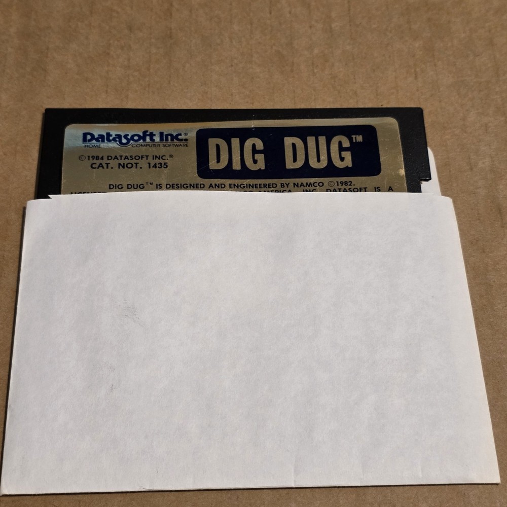 Dig Dug IBM PC 5.25” Floppy Disk Datasoft 1984 w/ Sleeve Vintage Game