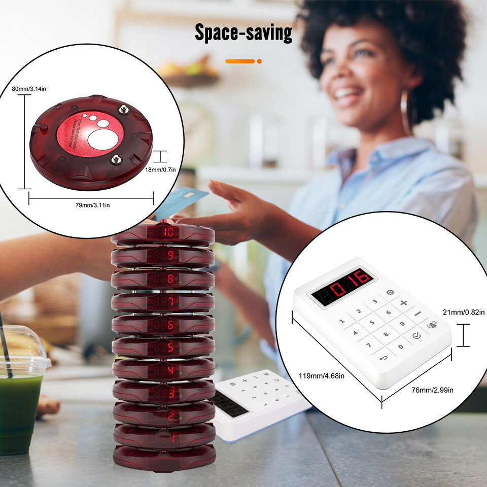 TD158 Restaurant Wireless Paging Queuing Calling System 30 Coasters Pagers Hotel