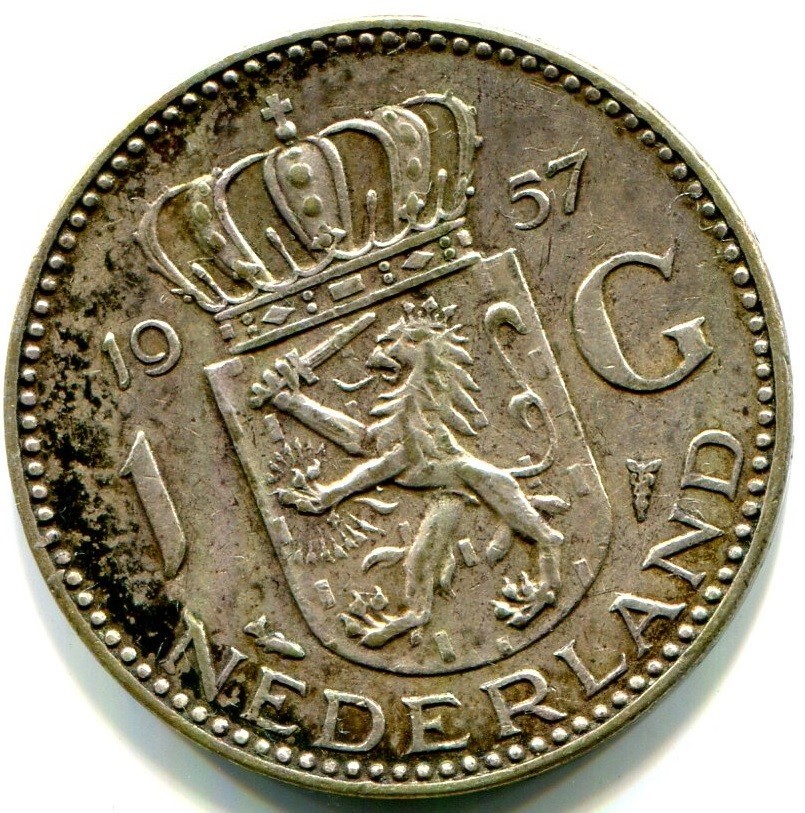1957 Silver 1 Gulden - Netherlands !!