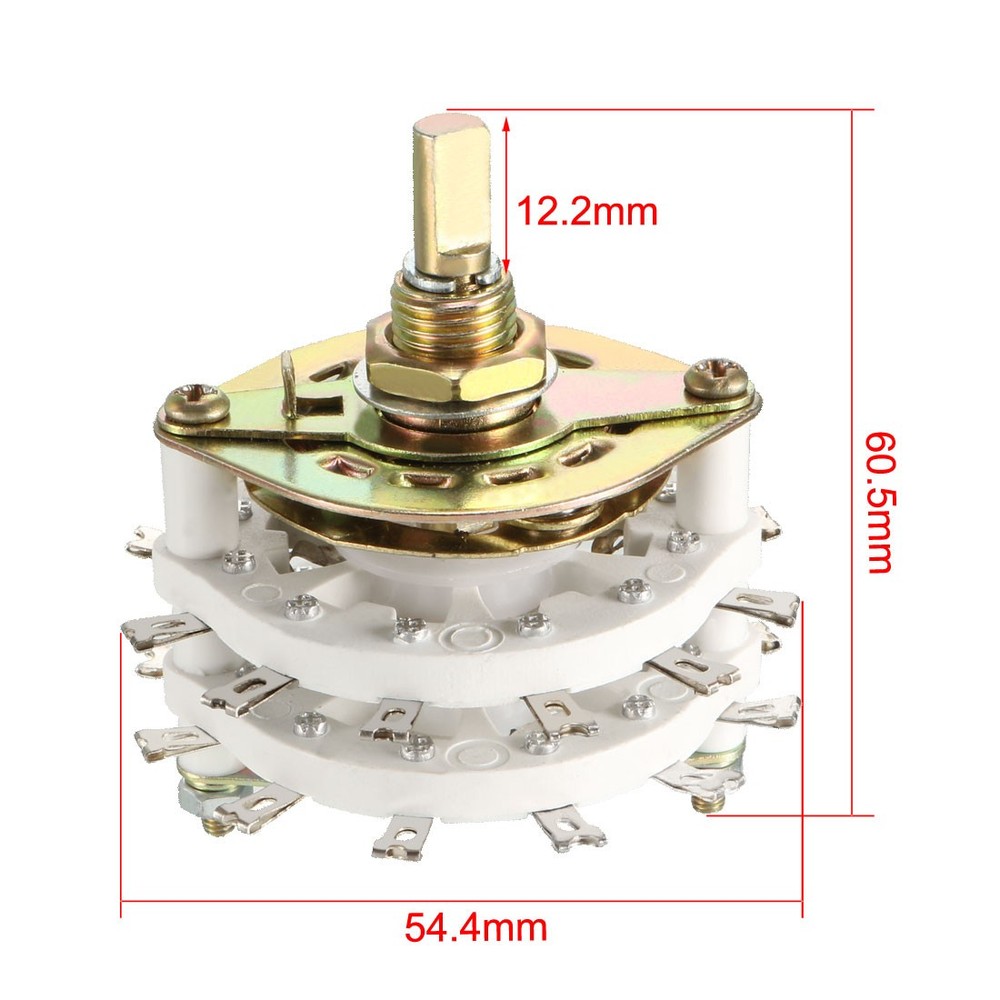 6P3T 6 Pole 3 Throw 2Deck Band Channel Rotary Switch Selector with Plastic Knobs