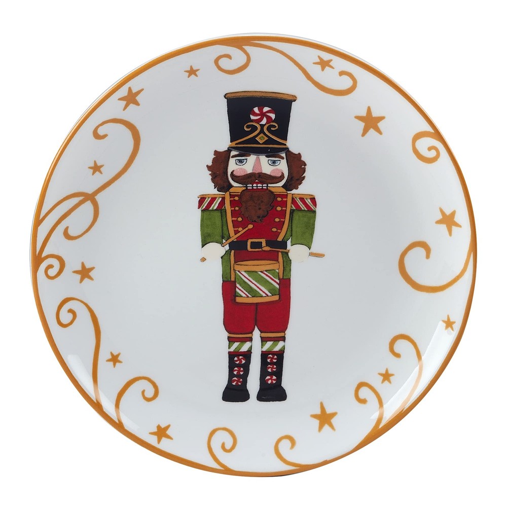 Certified International Holiday Magic Nutcracker 9" Dessert/Salad Plates, Multic