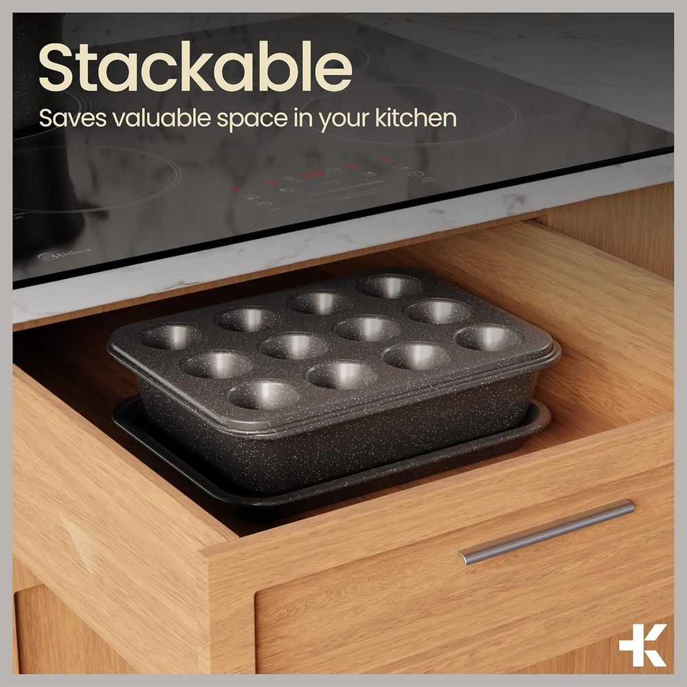 Bakken 4-Piece Bakeware Sets Nonstick Carbon Steel Baking Sheet Stackable