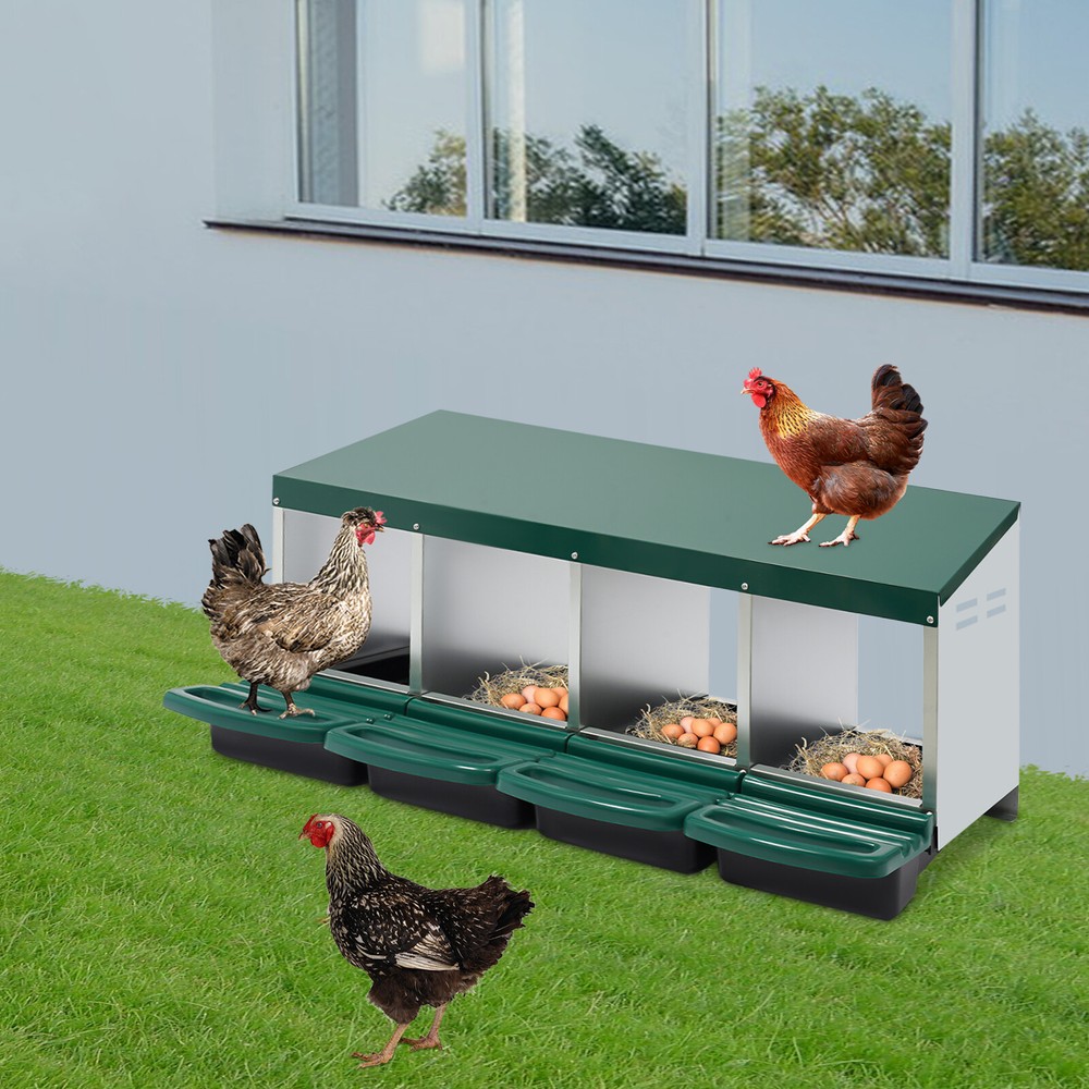 4-grid Green Chicken Nesting Box Chicken Eggs Laying Box with Egg Storage PP