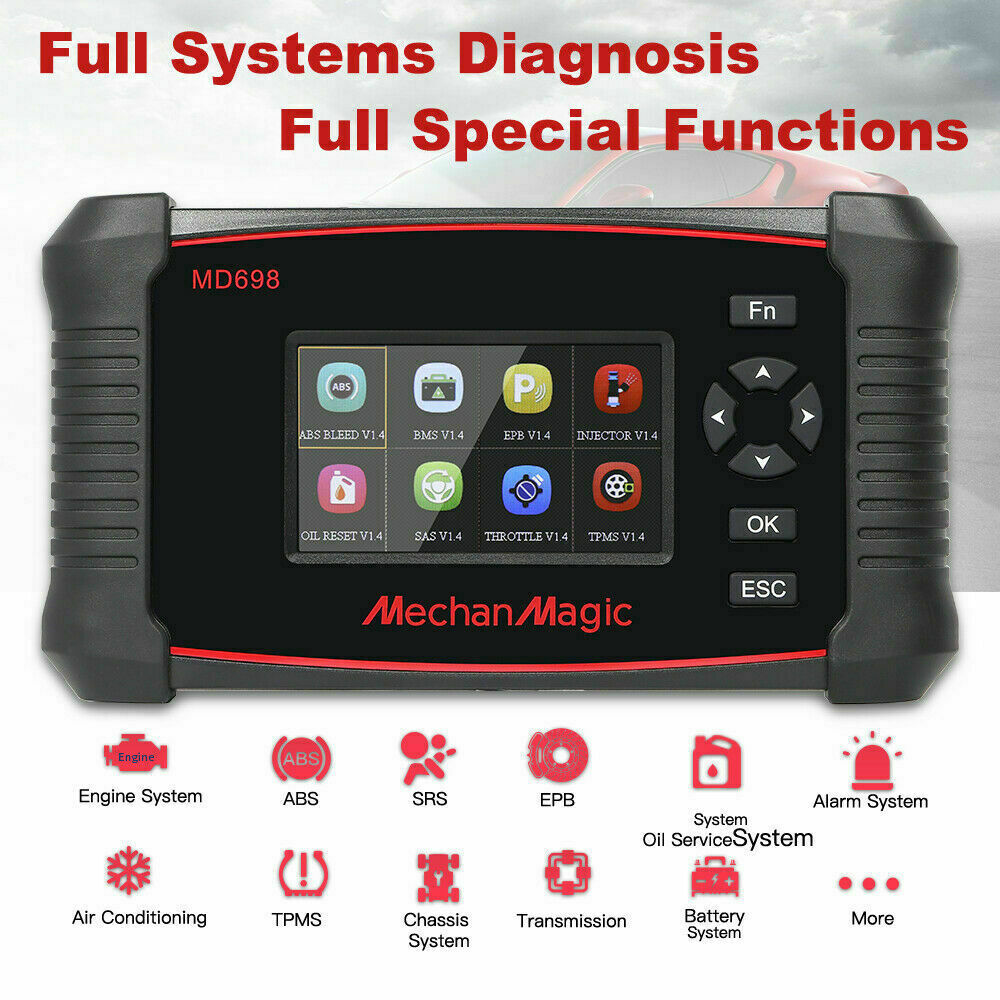 Bi-Directional Automotive Diagnostic Scan Tool Code Reader ABS All System MD698