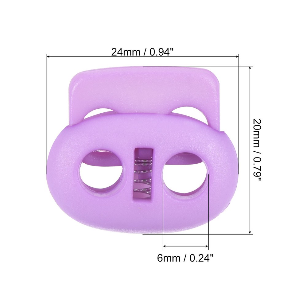 0.9x0.8" Cord Locks, 100 Pack Double Hole Spring End Toggle Stopper, Multicolor