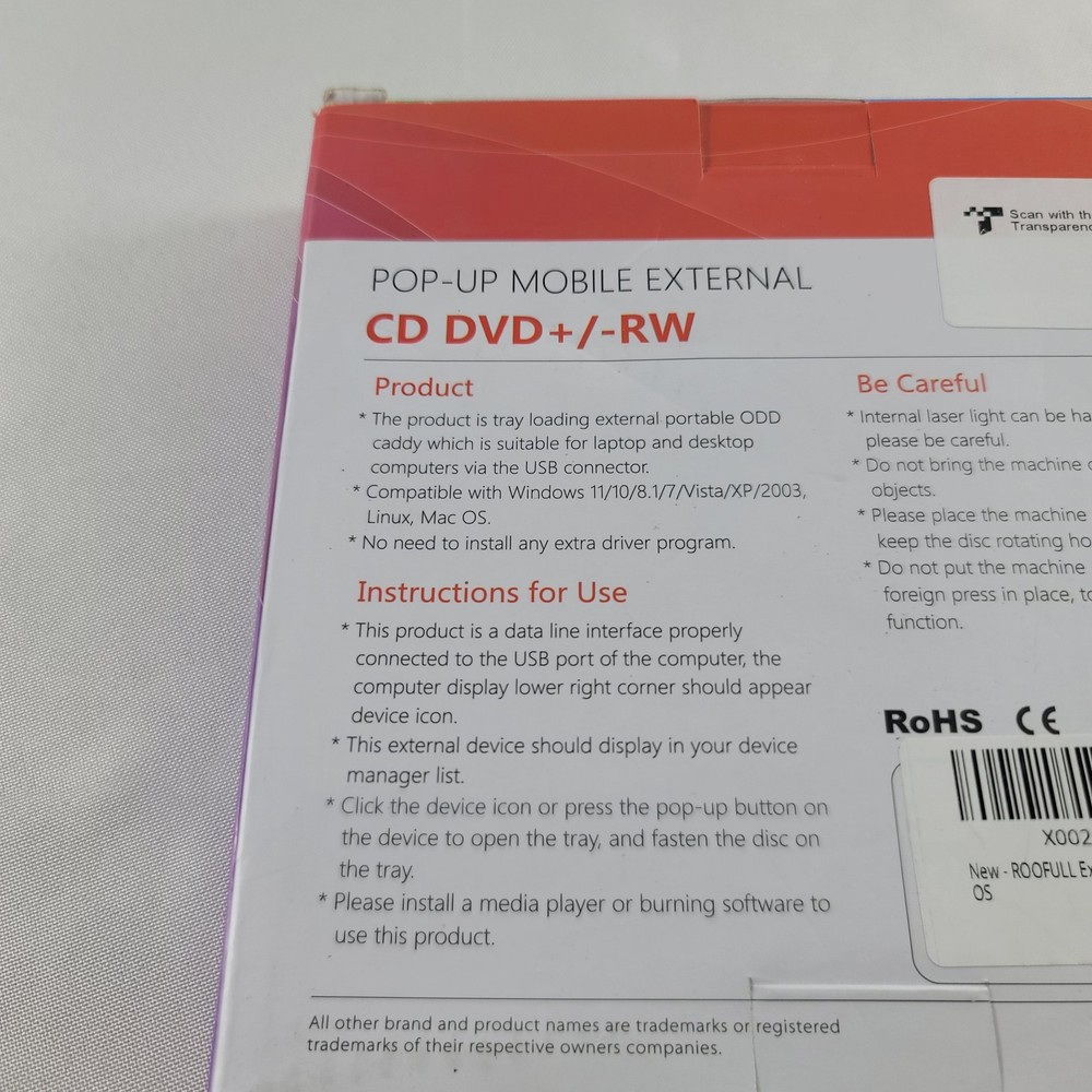 Roofull Pop-Up Mobile External Optical Drive 3.0 USB 5Gbps