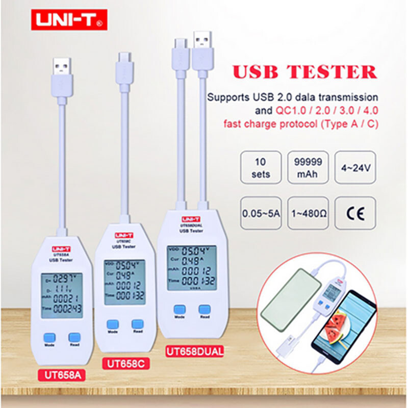 UNI-T LCD Digital USB Tester Power Capacity Volt Current Energy Detector Meter