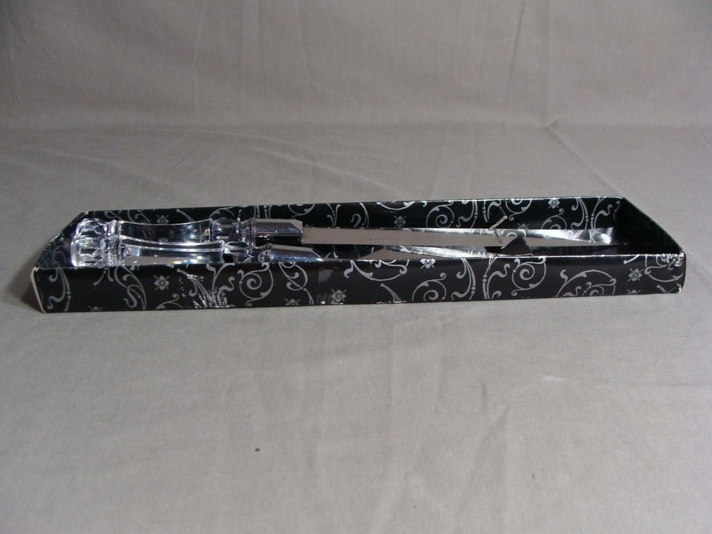 1 WEDDING Cake Knife & 1 Cake Server With Clear Handles