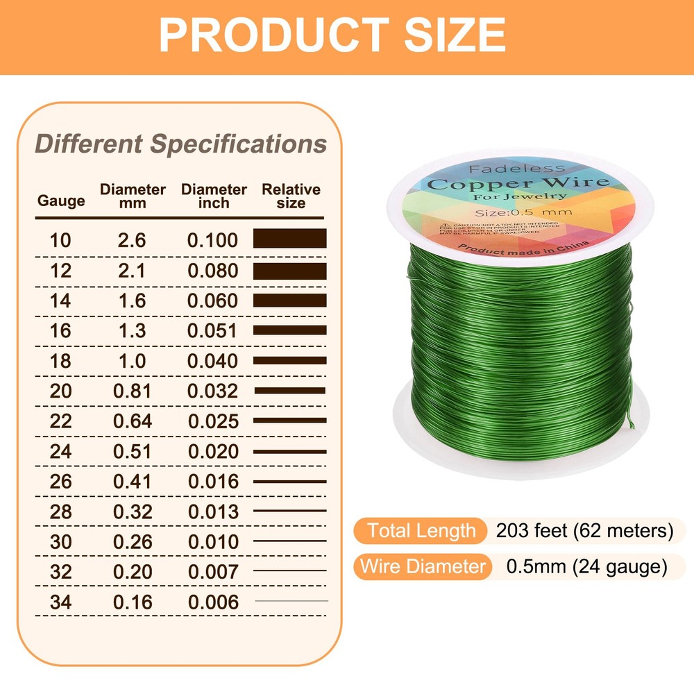 wire 203ft 24 Gauge Copper Craft Wrapping Wire Green