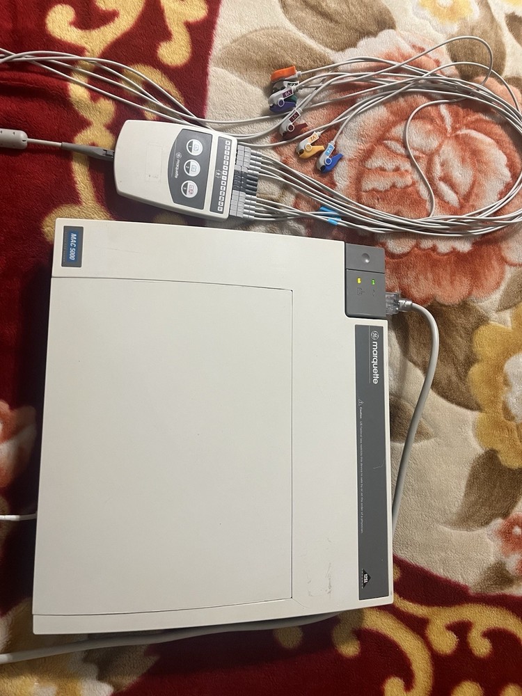 GE MAC 5000 ECG/EKG Machine 12-Lead Portable — Tested Working — Includes Leads