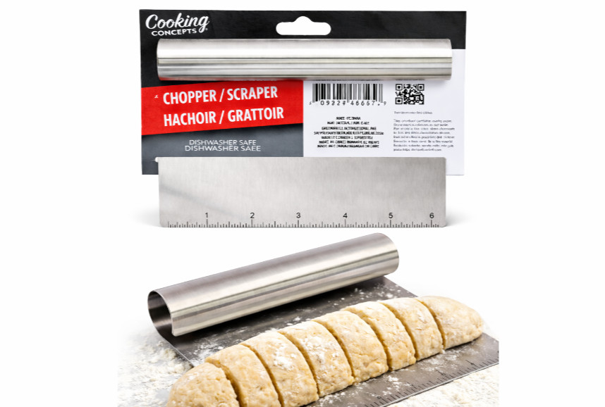 2 Pack Stainless Steel Bench Scraper & Rolling Pin Set Chopper Dough Scraper