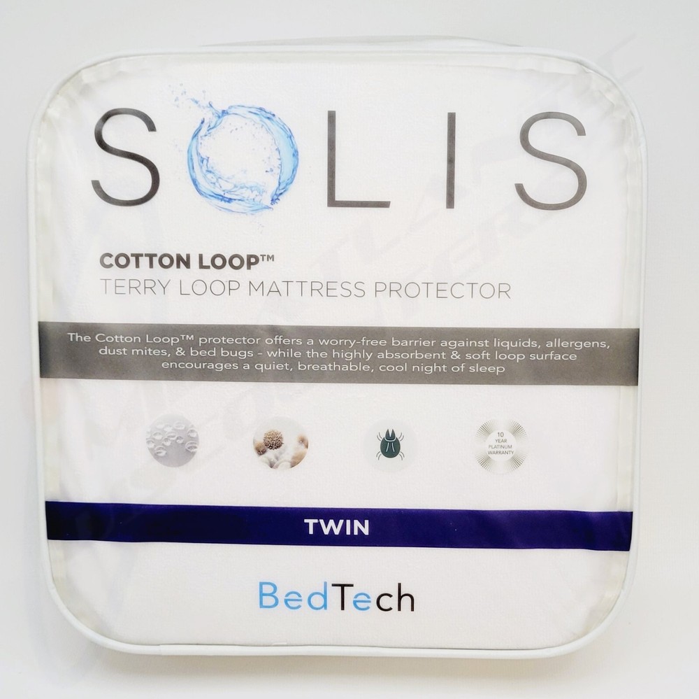 Bed Tech Solis Cotton Terry Loop Waterproof Twin Mattress Protector 6"-18" Deep