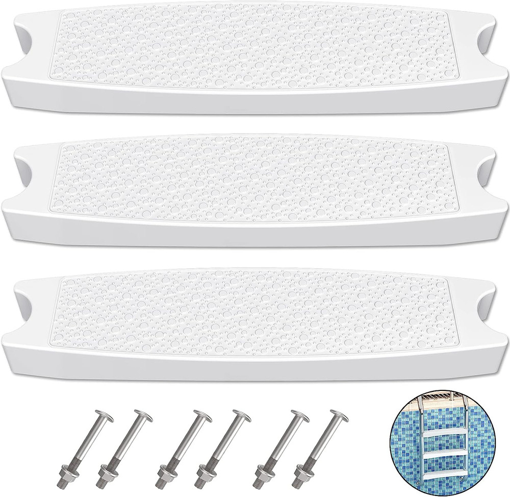 Pool Ladder Steps Replacement, (3-Pack) 18" Universal Heavy-Duty Molded Plast...