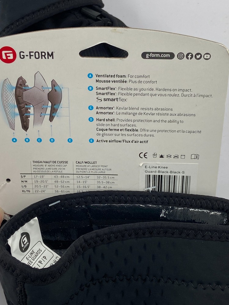 G-Form E-line Knee Guards- Black- Size Small