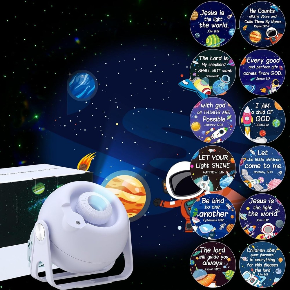 Bible Verses Projector Galaxy Projector Includes 12 Interchangeable Christian