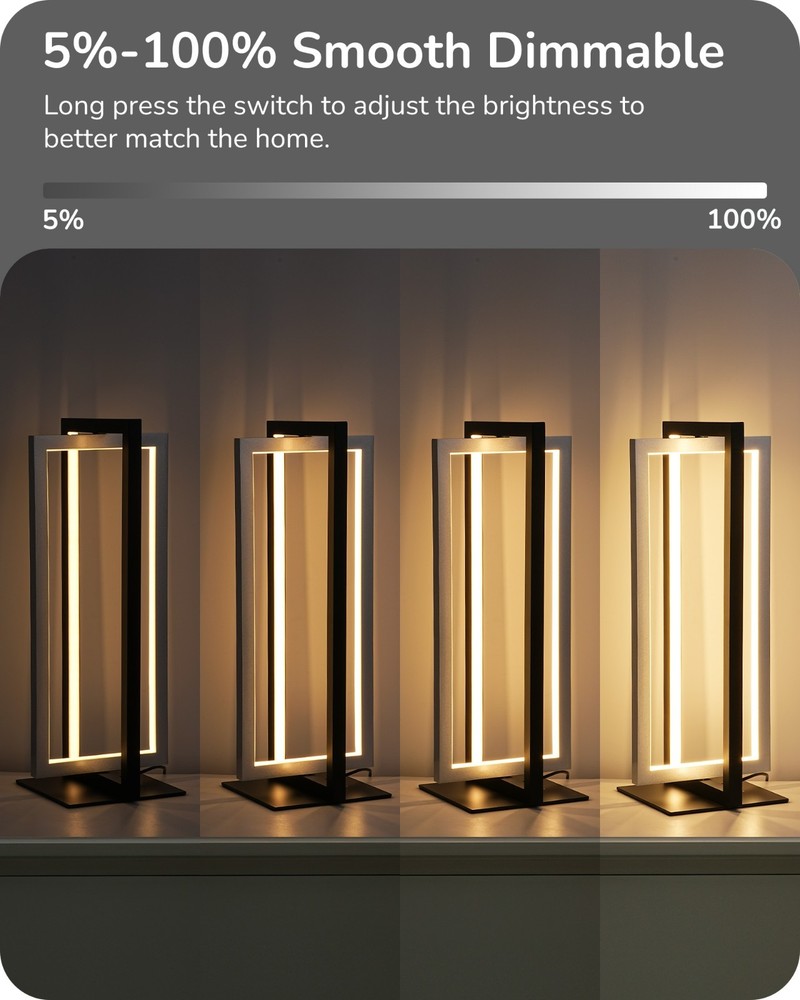 Modern LED Table Lamp, 750LM Stepless Dimmable Bedside Lamp, Adjustable