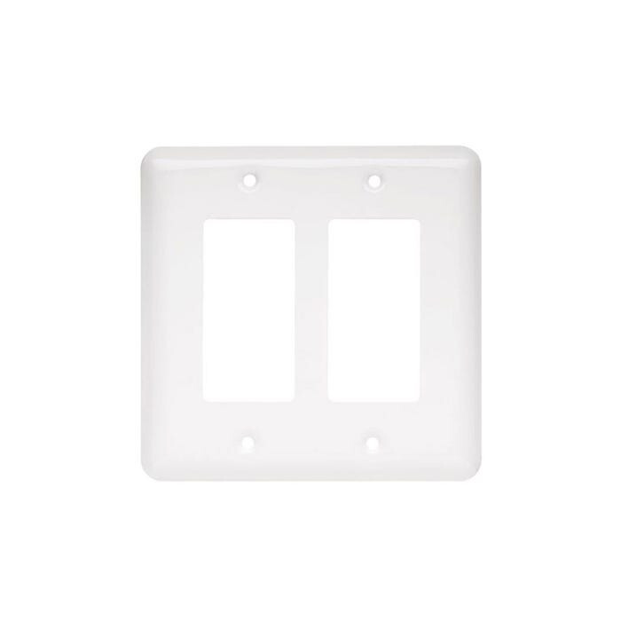 Stamped Round Double Decorator Wall Plate white