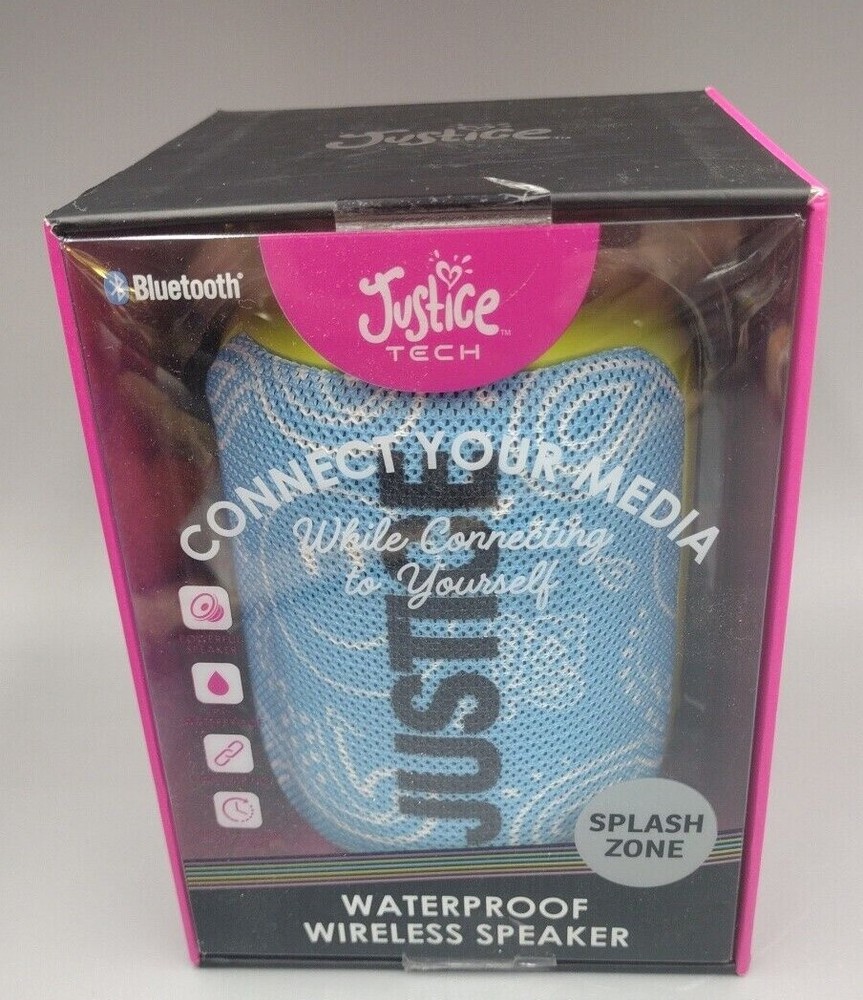 Justice Tech Splash Zone Powerful Bluetooth IPX5 Waterproof Wireless Speaker-NEW