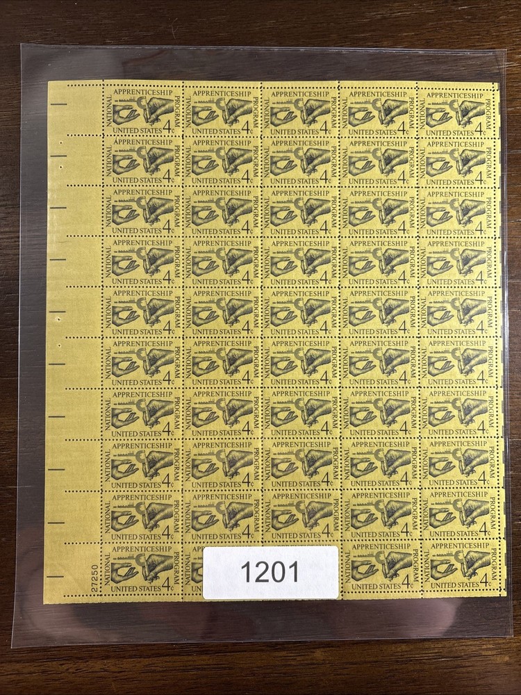 1201 US Mint Sheet, 4 Cent Apprenticeship Act 25Th Anniversary, Mint NH