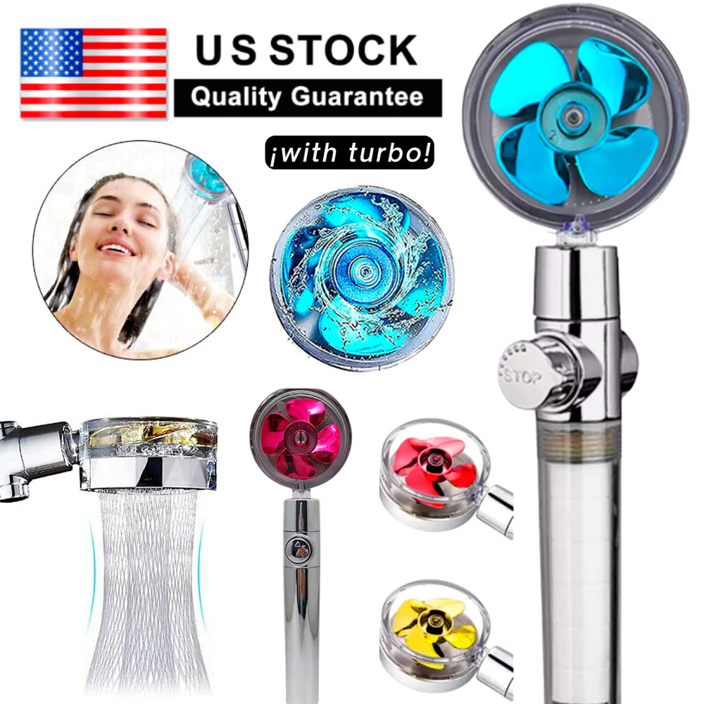 Handheld Propeller Turbo Fan Hydro Jet Spinning Shower Head High Pressure Spa