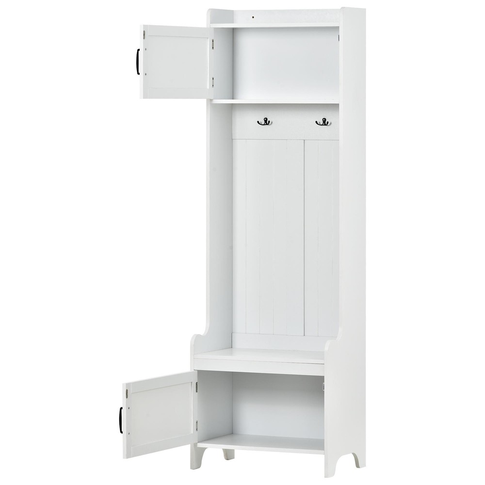 4-in-1 Multiple Functions Entryway Bench Hall Tree with Ample Storage Drawer