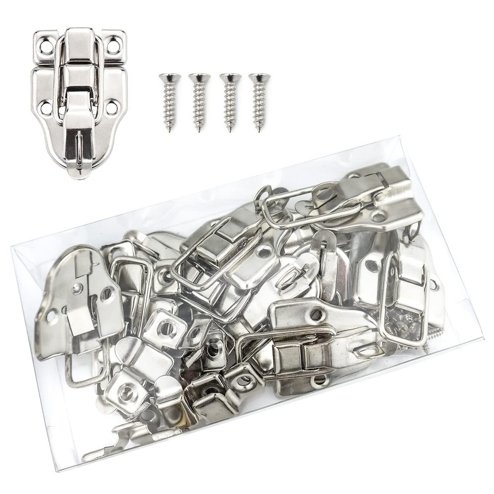 LEEFONE 10 Pack Metal Duck-Billed Box Hasp Lock Toggle Latch Catch, Silver
