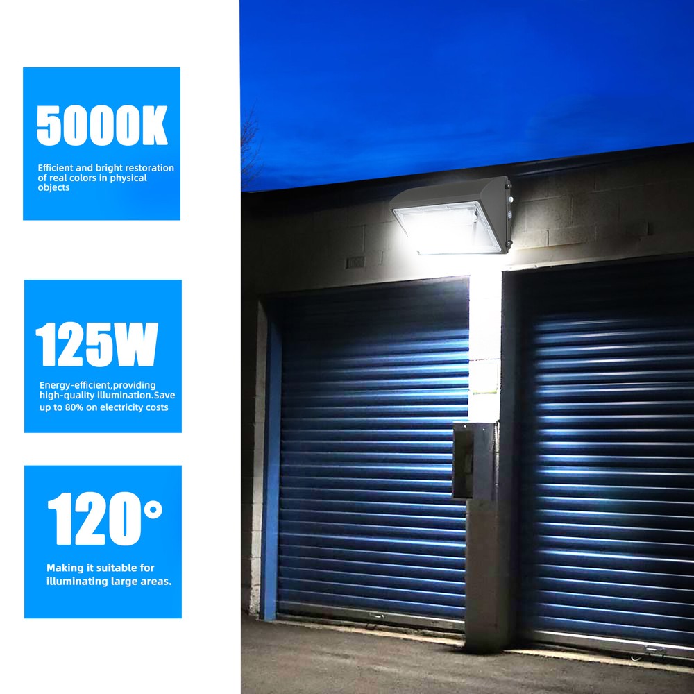2PACK Commercial LED Wall Pack Area Lights 125W Outdoor Backyard Security Light