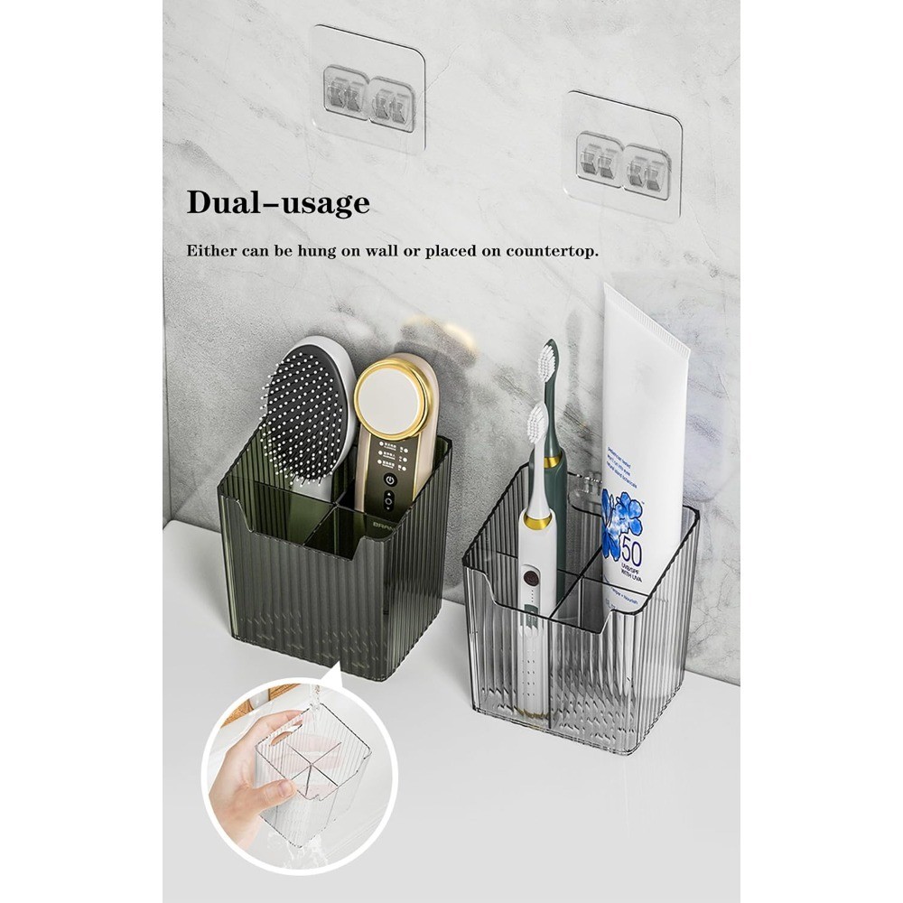 Wall Mounted Shower Caddy Set of 2 Stackable Adhesive Storage Bins Clear Plastic