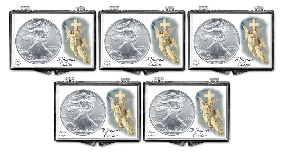 x5 Silver Eagle Snaplock Holder Easter Angles Holiday Gift ASE Box Edgar Marcus