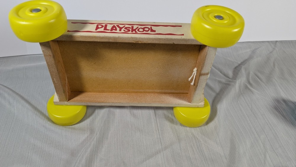 Vintage Playskool Pull Wagon With Yellow Wheels