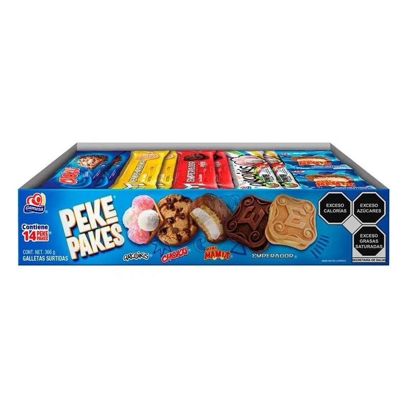 2 CAJAS DE PEKE PAKES GAMESA - ASSORTED COOKIES (2 BOXES / 28 PIECES)