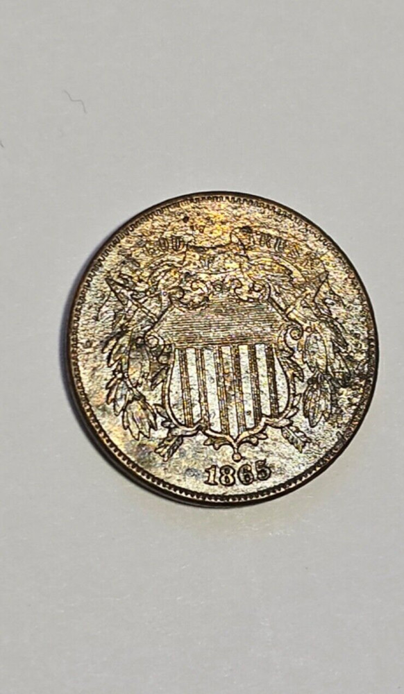 1865 Two Cent Piece Uncirculated Environmental Damage