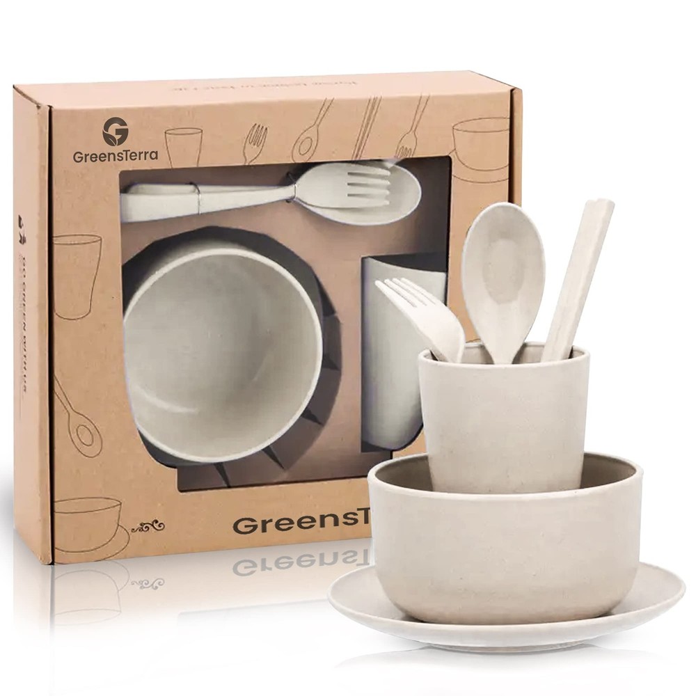 GREENSTERRA Eco-friendly Wheat Straw Dinnerware Set - Reusable and Durable Wheat