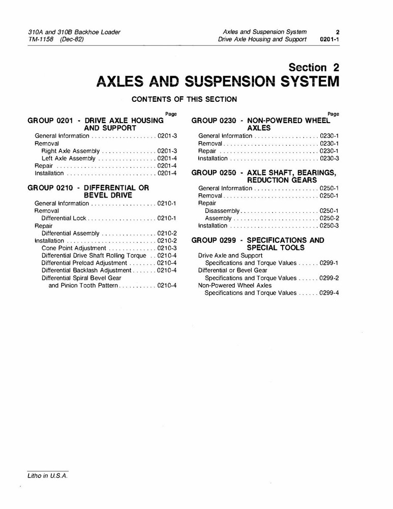 John Deere 310A & 310B Backhoe Loader Technical Service Manual TM1158 USB or DL