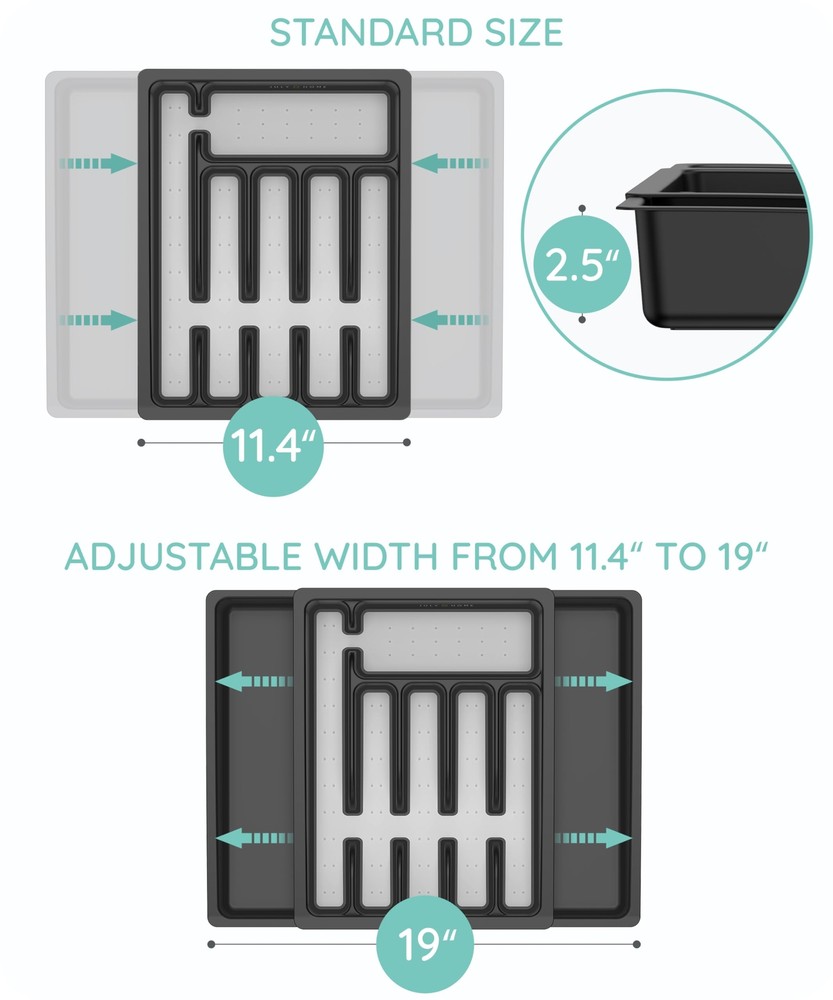 Expandable Kitchen Drawer Organizer Convenient Plastic Flatware Drawer Organizer