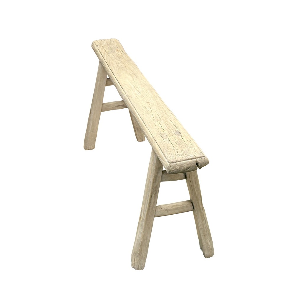 Raw Rough Wood Grain Rectangle Long Slim Stool Bench Side Table ws4630