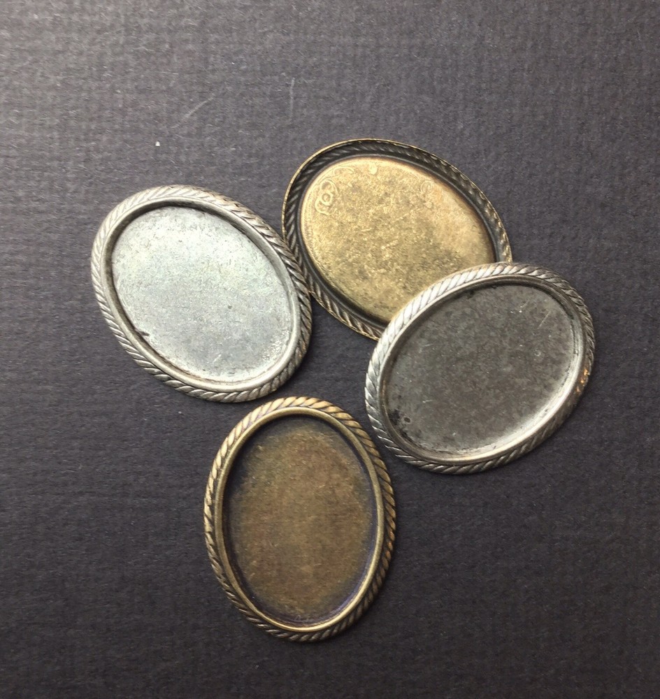 21554 4 Pc Matte Silver Oxidized 18x13 Setting Jewelry Finding