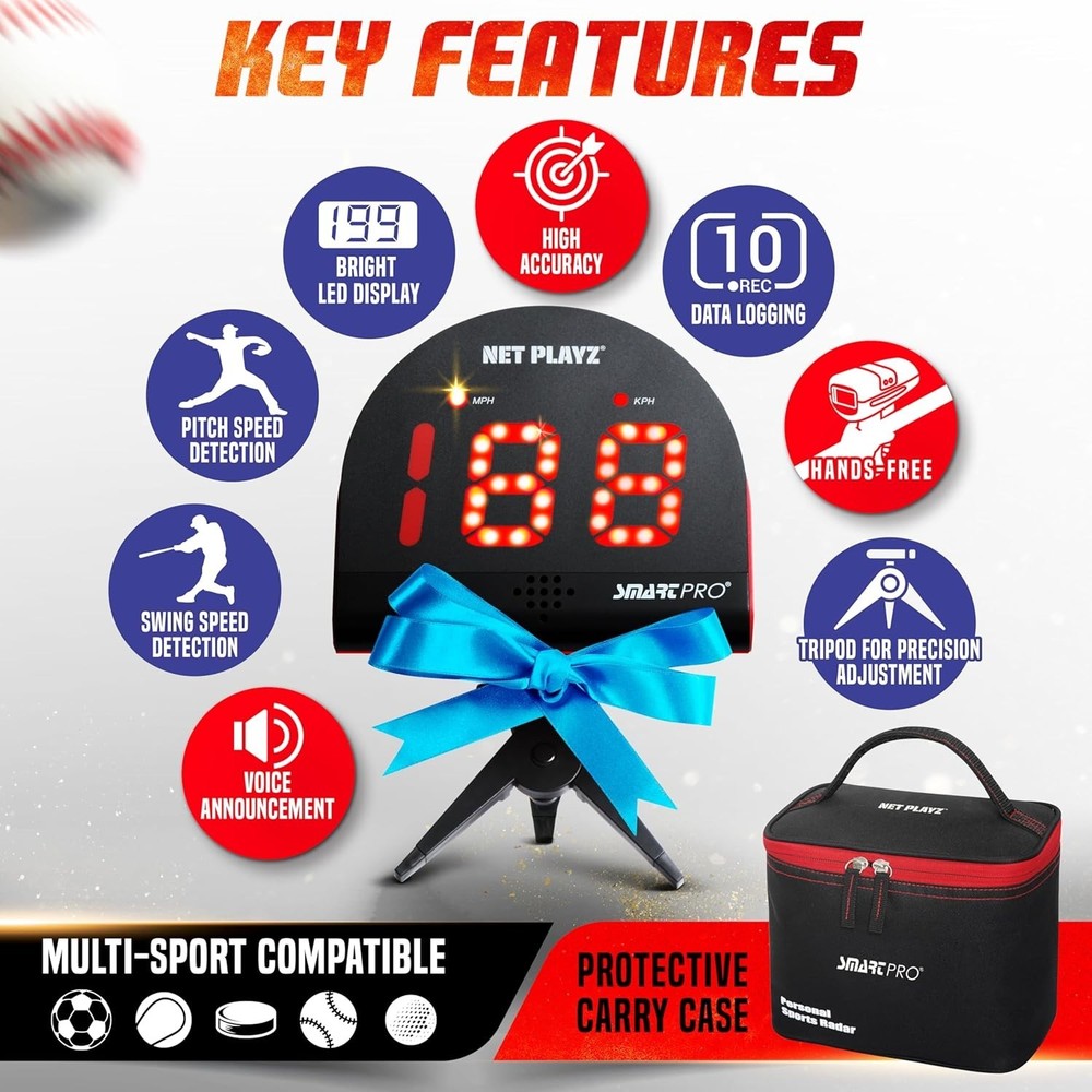 Versatile Sports Speed Radar with Large LED Display & Data Logging Capabilities