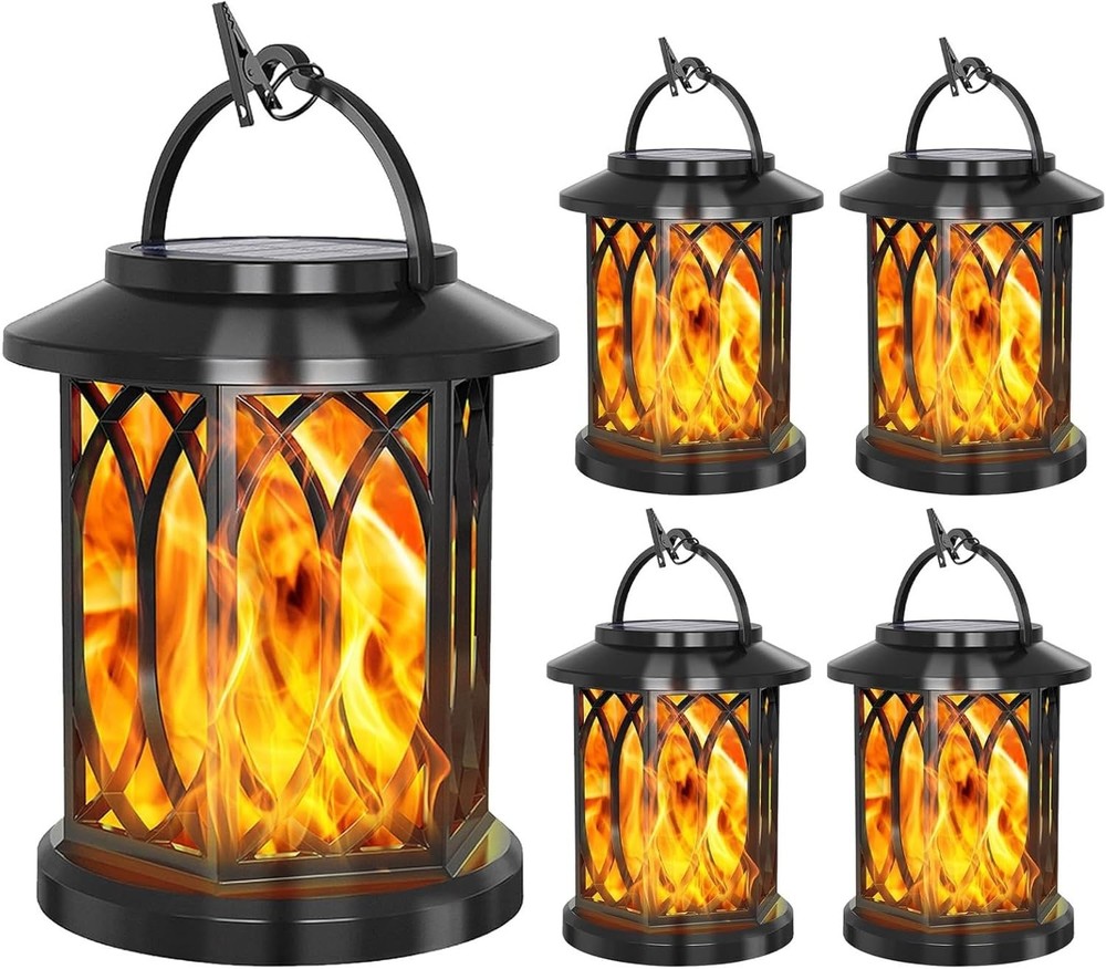 YoungPower Solar Flickering Flame Lantern Outdoor Lights , Medium, Black