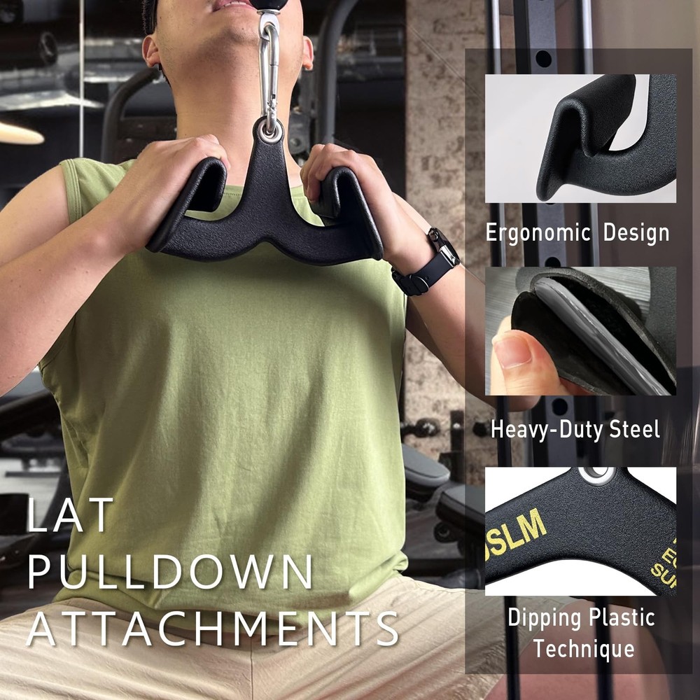 Lat Pull Down Bar T bar Row Attachment, V Bar Tricep Lat Pulldown Attachments...