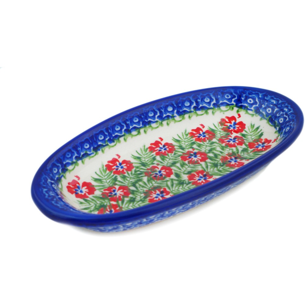 Polish Pottery Condiment Dish 7" Midsummer Bloom