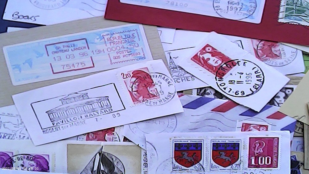 FRANCE. 49 Postmarks on piece. VG.