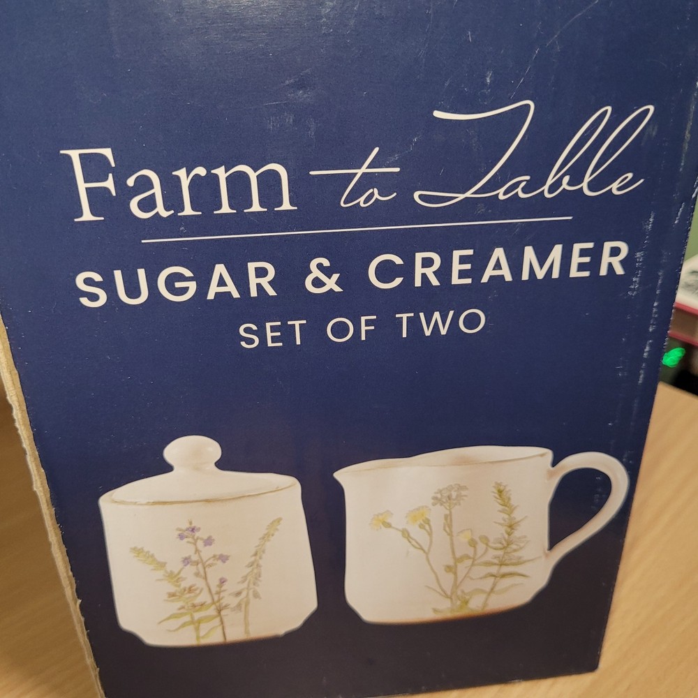 Sullivans Herb Imprinted Ceramic Sugar & Creamer Set with Box